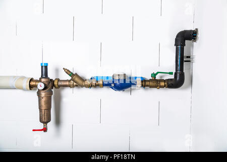 Water meter or manometer on metallic rusty water pipe Stock Photo - Alamy