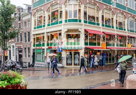 Amsterdam street in a rainy day. Close-up. Stock Photo