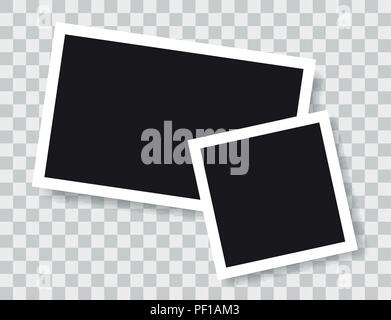 Realistic photo frames, vector illustration on transparent background Stock Vector