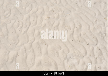 The texture of the waves on the bright, smooth sand. Stock Photo