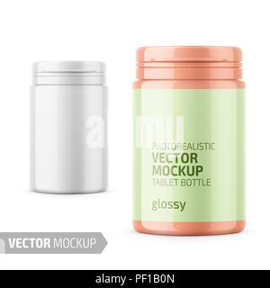 White plastic tablet bottle template. Stock Vector