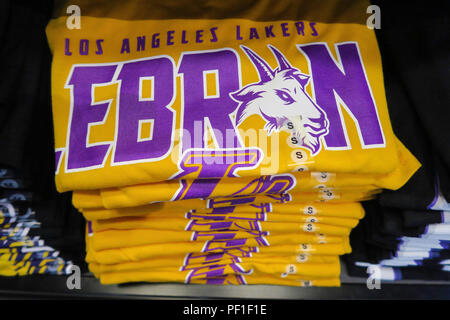 Lebron James and Lakers Branded Merchandise at the NBA Store on Fifth Avenue, NYC, USA Stock Photo