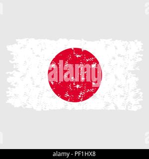 Japanese texture flag. Japan scratched, japanese brush watercolor banner, vector illustration Stock Vector