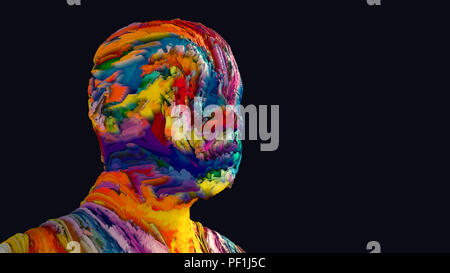 3d render. Head Human shattered portrait Stock Photo