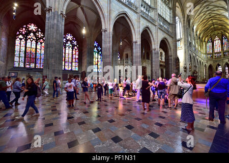 Interior of St. Vitus Cathedral located in Prague castle, Prague, Czech Republic Stock Photo