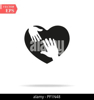 heart icon with caring hands. design white background vector illustration EPS10 Stock Vector