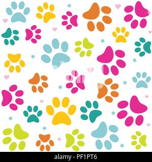 Seamless animal pattern of paw footprint Stock Vector