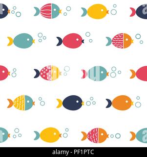 Seamless pattern of colorful fish Stock Vector