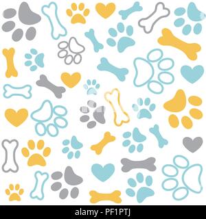 Background with dog paw print and bone Stock Vector