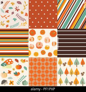 Autumn seamles backgrounds set Stock Vector