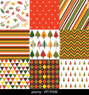 Autumn seamles backgrounds set Stock Vector