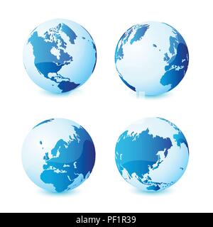 earth world globe planet icons set vector. map global, graphic sphere ...