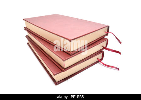 stack of three books isolated on white Stock Photo