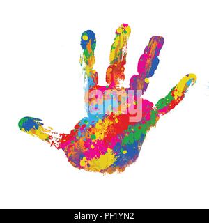 Colorful handprint on white background, vector illustration Stock Vector