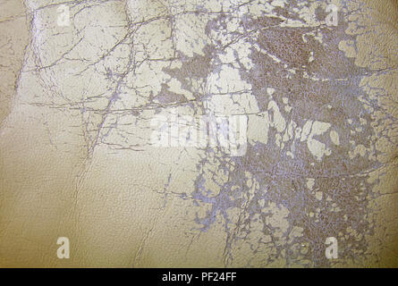 Milk colored old worn leather covering as background Stock Photo