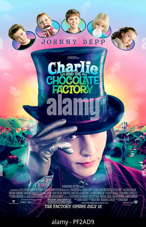 Charlie and the Chocolate Factory (2005) directed by Tim Burton and starring Johnny Depp, Freddie Highmore, David Kelly and Helena Bonham Carter. A quirky adaptation of Roald Dahl’s story about Charlie Bucket and Willy Wonka. Stock Photo