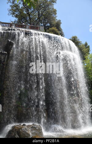 Waterfall at the top of Castle Hill overlooking Nice on the French Riviera Stock Photo