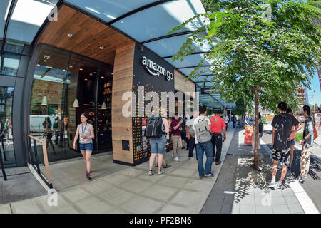 First in the world partially-automated Amazon Go grocery store, Seattle ...