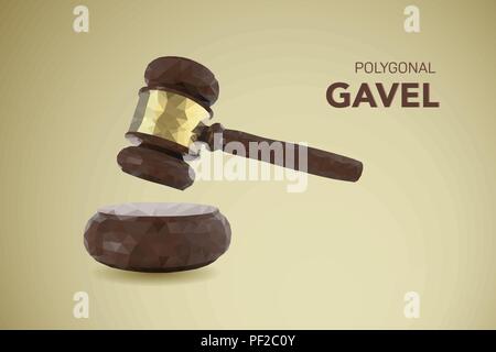 Law concept with polygonal gavel judge vector illustration Stock Vector