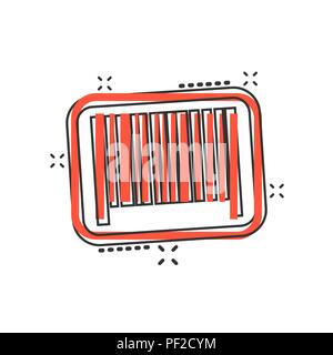 Vector cartoon barcode product distribution icon in comic style ...