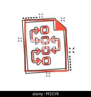 Vector cartoon tactical plan document icon in comic style. Strategy concept illustration pictogram. Document business splash effect concept. Stock Vector