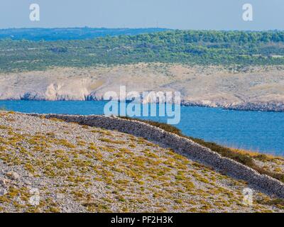 Stone walls near Smokvica on island of Pag in Croatia Stock Photo