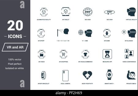 AR and VR icons set. Premium quality symbol collection. AR and VR icon set simple elements. Ready to use in web design, apps, software, print Stock Vector