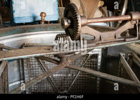 Honey extractor. Device for extracting honey from honeycombs. Stock Photo