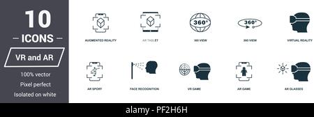 AR and VR icons set. Premium quality symbol collection. AR and VR icon set simple elements. Ready to use in web design, apps, software, print Stock Vector