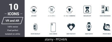 AR and VR icons set. Premium quality symbol collection. AR and VR icon set simple elements. Ready to use in web design, apps, software, print Stock Vector