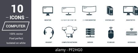 Computer icons set. Premium quality symbol collection. Computer icon set simple elements. Ready to use in web design, apps, software, print Stock Vector
