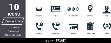 Contact us icons set. Premium quality symbol collection. Contact us icon set simple elements. Ready to use in web design, apps, software, print Stock Vector
