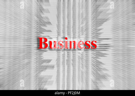 Business written in red with a newspaper article blurred in the background Stock Photo