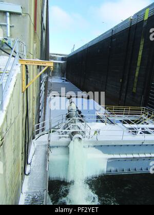 As part of the upgrades Lower Granite Lock and Dam also added a circular cool water spray at the upstream end of Lower Granite Dam adult fish ladder. This temperature regulation system was added to curb the rising river temperatures experienced by the Pacific Northwest in recent years. Stock Photo