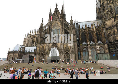 COLOGNE, GERMANY - MAY 31, 2018: tourists visiting Cologne Cathedral, Germany Stock Photo