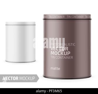 White yogurt pot template with sample design. Stock Vector