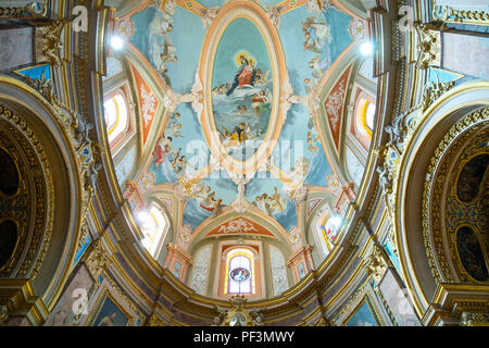 Mdina, Malta - February 4, 2017: Paintings and decorations in the nave ...