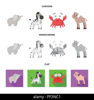 An unrealistic cartoon,flat,monochrome animal icons in set collection for design. Toy animals vector symbol stock  illustration. Stock Vector