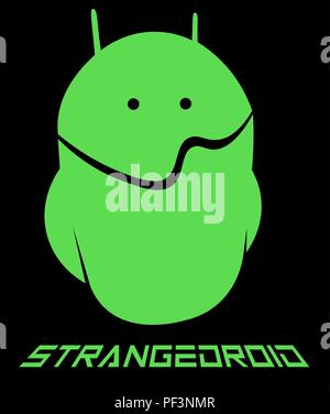 emoticon android, strange android minimalism creative logo Stock Vector