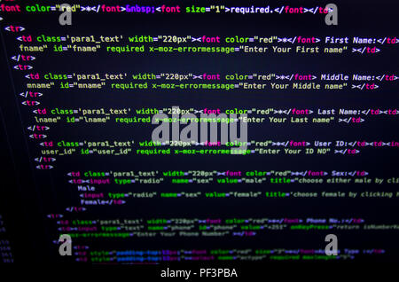 Desktop source code and technology background, Developer or programer with coding and programming, Wallpaper by Computer language and source code, Com Stock Photo