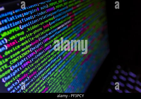 Desktop source code and technology background, Developer or programer with coding and programming, Wallpaper by Computer language and source code, Com Stock Photo
