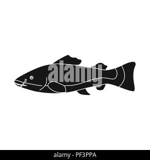 Phractocephalus hemioliopterus fish icon black. Singe aquarium fish icon from the sea,ocean life Stock Vector