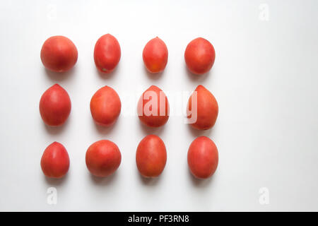 Ripe plum tomatoes isolated on white background from a high angle view Stock Photo