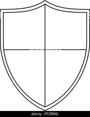 Line art black and white crossed shield Stock Vector