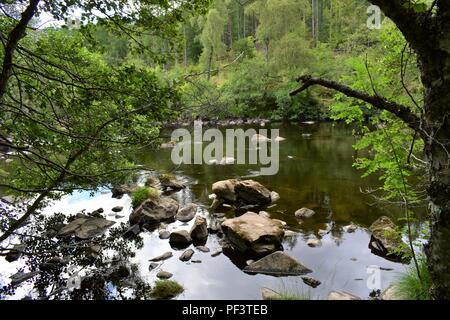 River at Rogie Falls, A835, Strathpeffer, Scotland Stock Photo