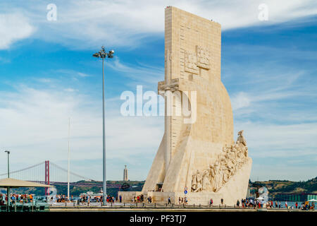 LISBON, PORTUGAL - AUGUST 23, 2017: Monument To The Discoveries (Padrao dos Descobrimentos) Celebrates The Portuguese Age Of Discovery And Is Located  Stock Photo