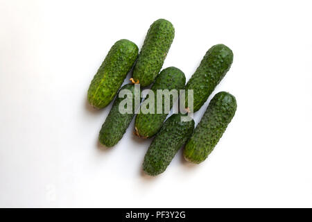 Fresh green cucumbers isolated on white background from a high angle view Stock Photo