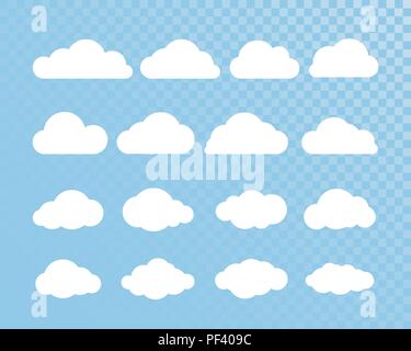 Cloud. Abstract white cloudy set isolated on transparent background. Vector illustration Stock Vector