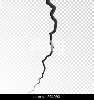 Surface cracked ground. Sketch crack texture. Split terrain after earthquake. Vector illustration isolated on transparent background Stock Vector