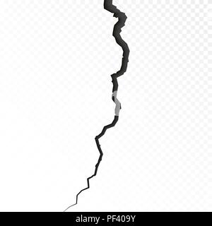 Sketch crack texture isolated on transparent background. Surface cracked ground. Split terrain after earthquake. Vector illustration Stock Vector